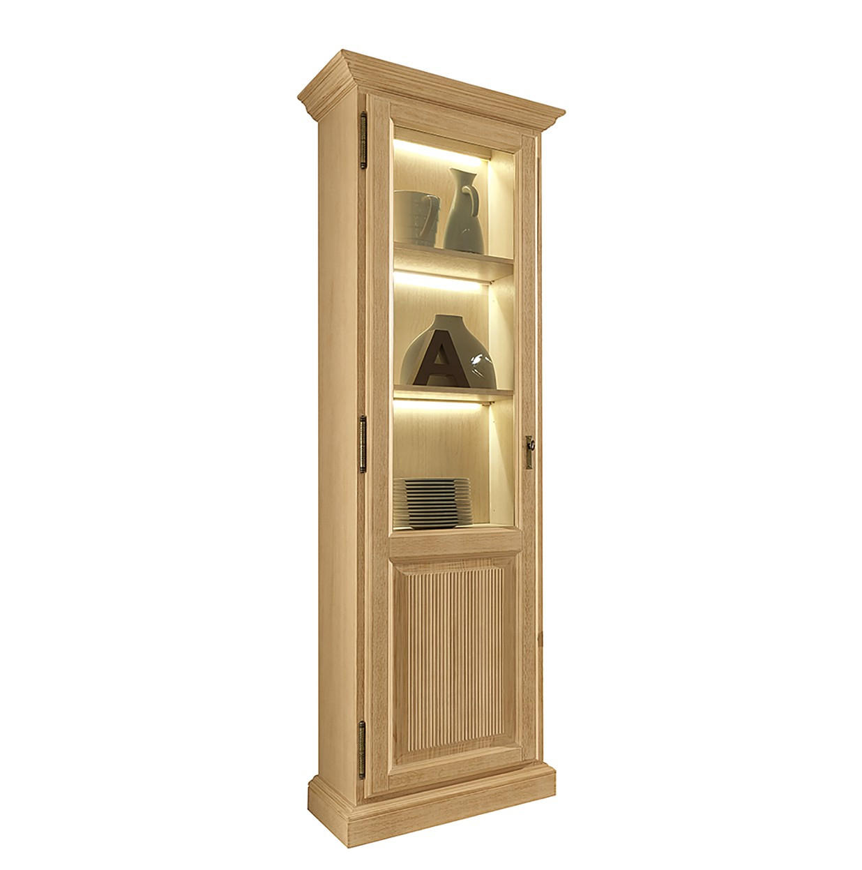VITRINE in massiv Pinie Beige  - Beige, Design, Holz (65/217/47cm) - Livetastic