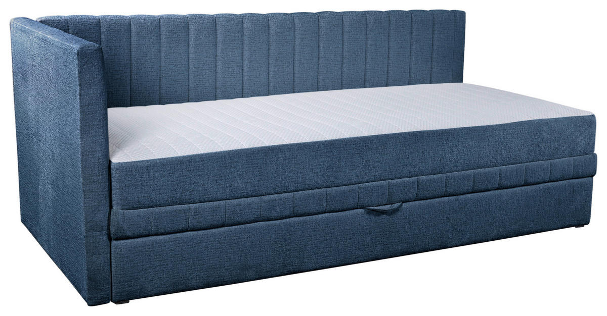 SCHLAFSOFA in Struktur Blau  - Blau/Schwarz, Design, Holz/Holzwerkstoff (212/83/99cm) - MID.YOU