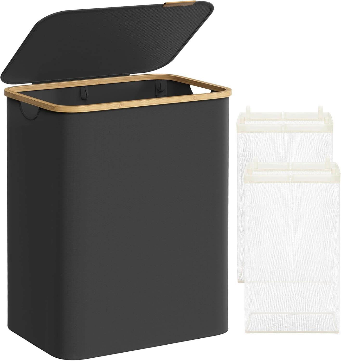 WÄSCHEKORB - Schwarz, Basics, Naturmaterialien/Textil (52/70.5/38.5cm)