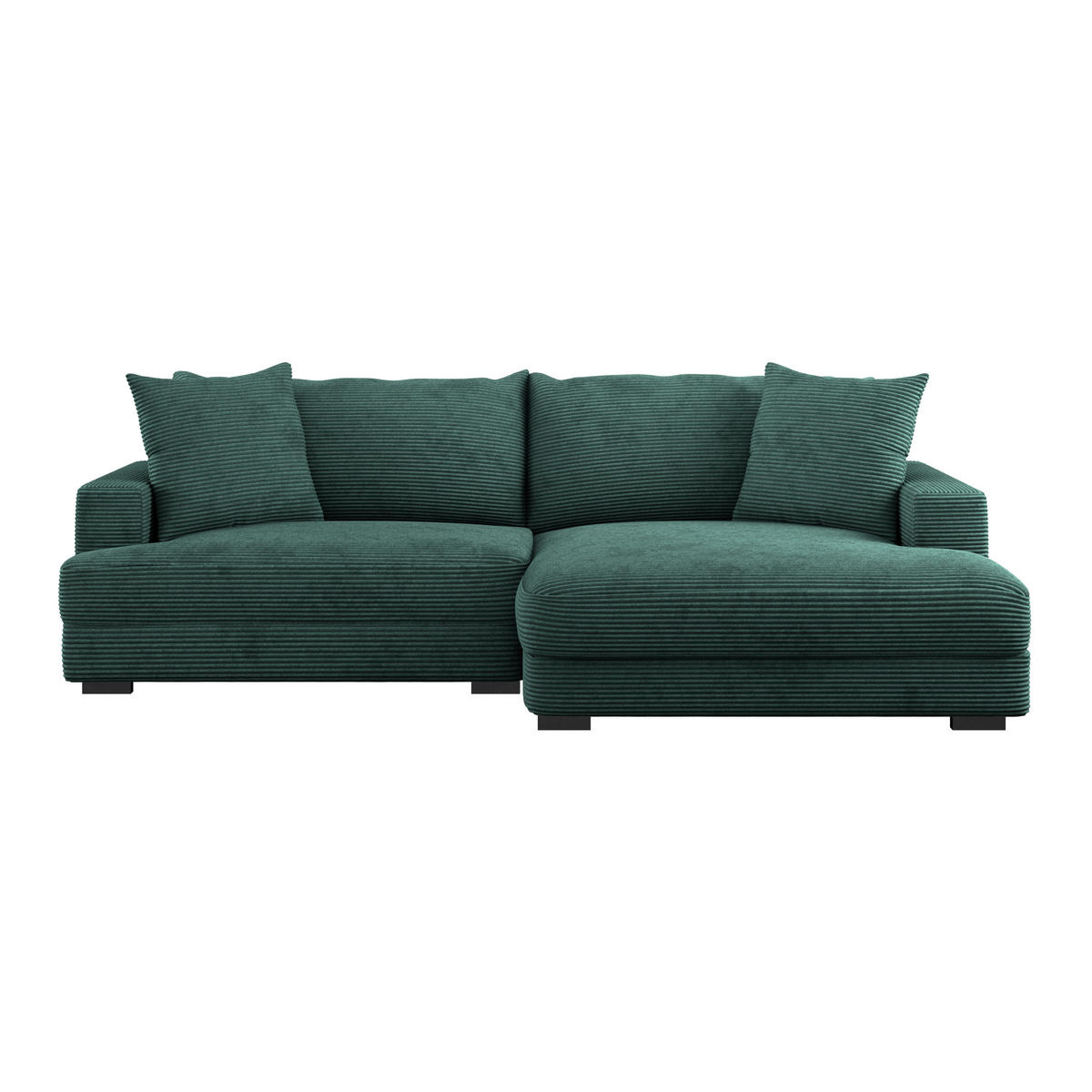 ECKSOFA Dunkelgrün Cord  - Dunkelgrün/Schwarz, MODERN, Textil (265/180cm) - P & B