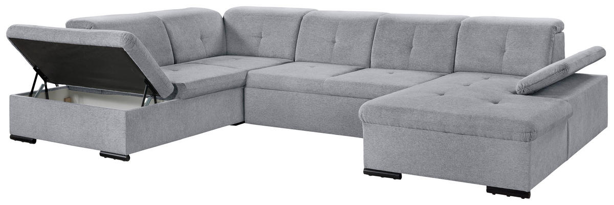 WOHNLANDSCHAFT Grau Chenille  - Grau, KONVENTIONELL, Kunststoff/Textil (188/340/240cm) - Carryhome