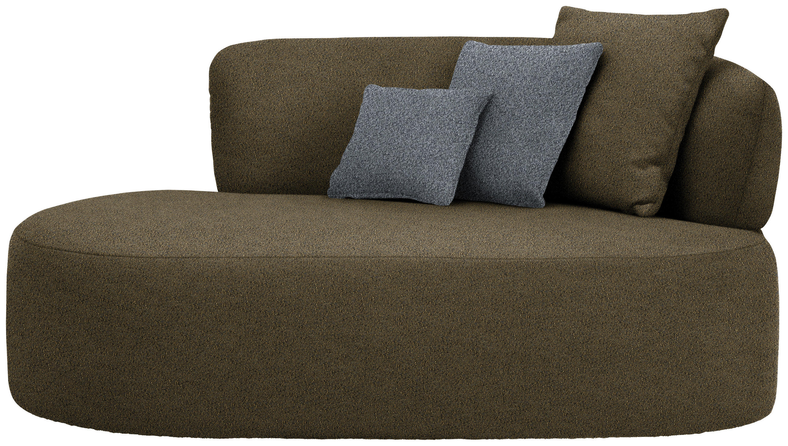 RÉCAMIERE in Bouclé Grau, Olivgrün  - Schwarz/Olivgrün, MODERN, Kunststoff/Textil (166/86/105cm) - Hom`in