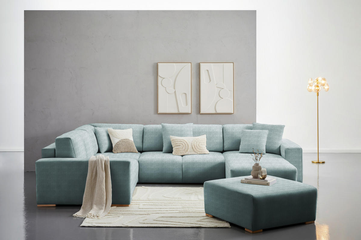 HOCKER in Textil Mintgrün  - Buchefarben/Mintgrün, Konventionell, Holz/Textil (101/44/92cm) - Livetastic