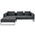 ECKSOFA Anthrazit Feincord Rückenkissen, Rücken echt  - Anthrazit/Schwarz, KONVENTIONELL, Textil/Metall (178/284cm) - Hom`in