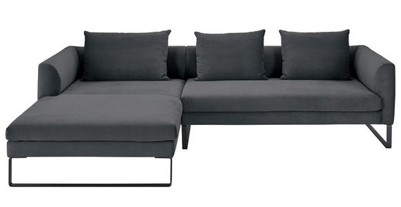 ECKSOFA Anthrazit Feincord Rückenkissen, Rücken echt  - Anthrazit/Schwarz, KONVENTIONELL, Textil/Metall (178/284cm) - Hom`in