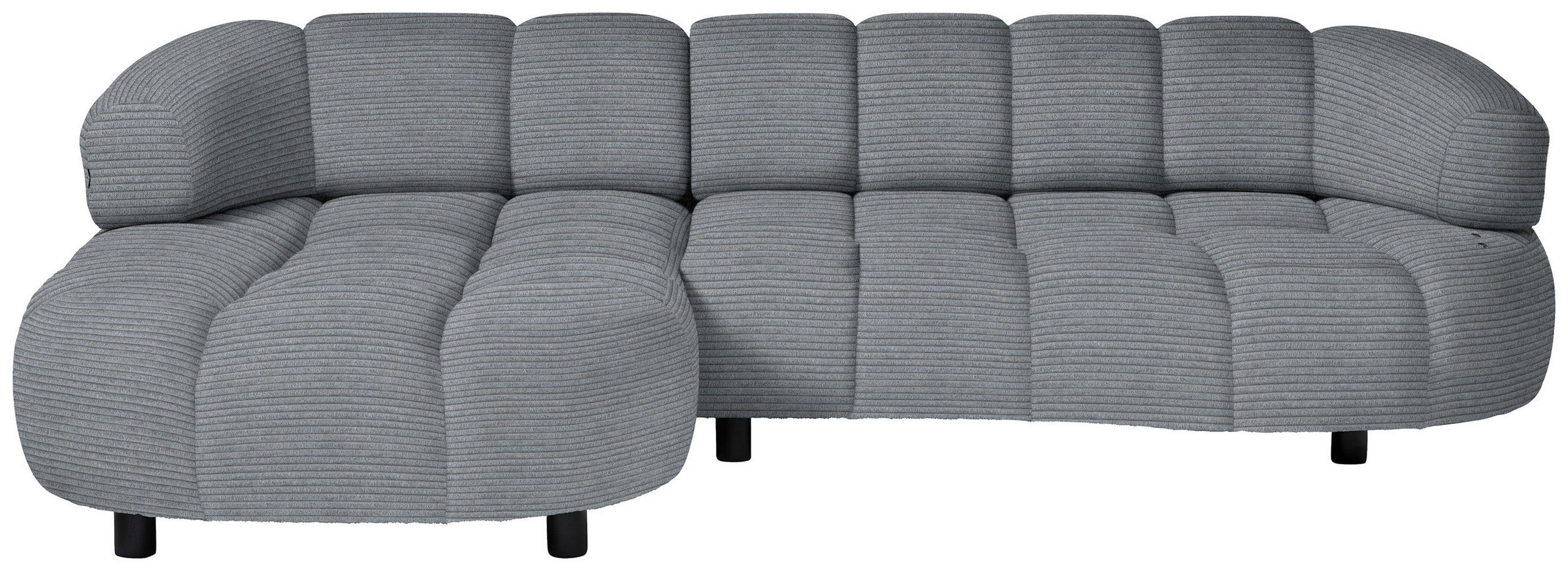 ECKSOFA in Cord, Velours Dunkelgrau  183/284 cm  - Dunkelgrau/Schwarz, Design, Holz/Textil (183/284cm) - Welnova