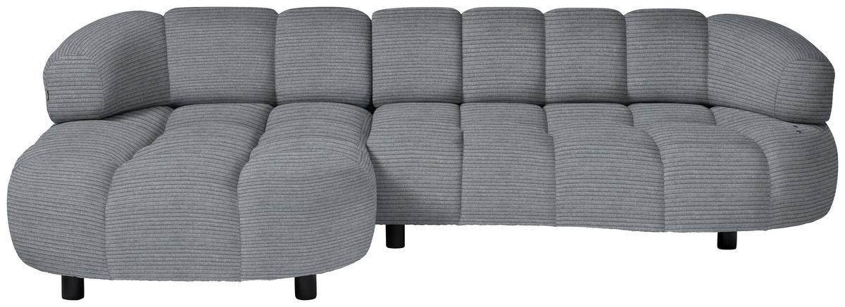 ECKSOFA in Cord, Velours Dunkelgrau  183/284 cm  - Dunkelgrau/Schwarz, Design, Holz/Textil (183/284cm) - Welnova