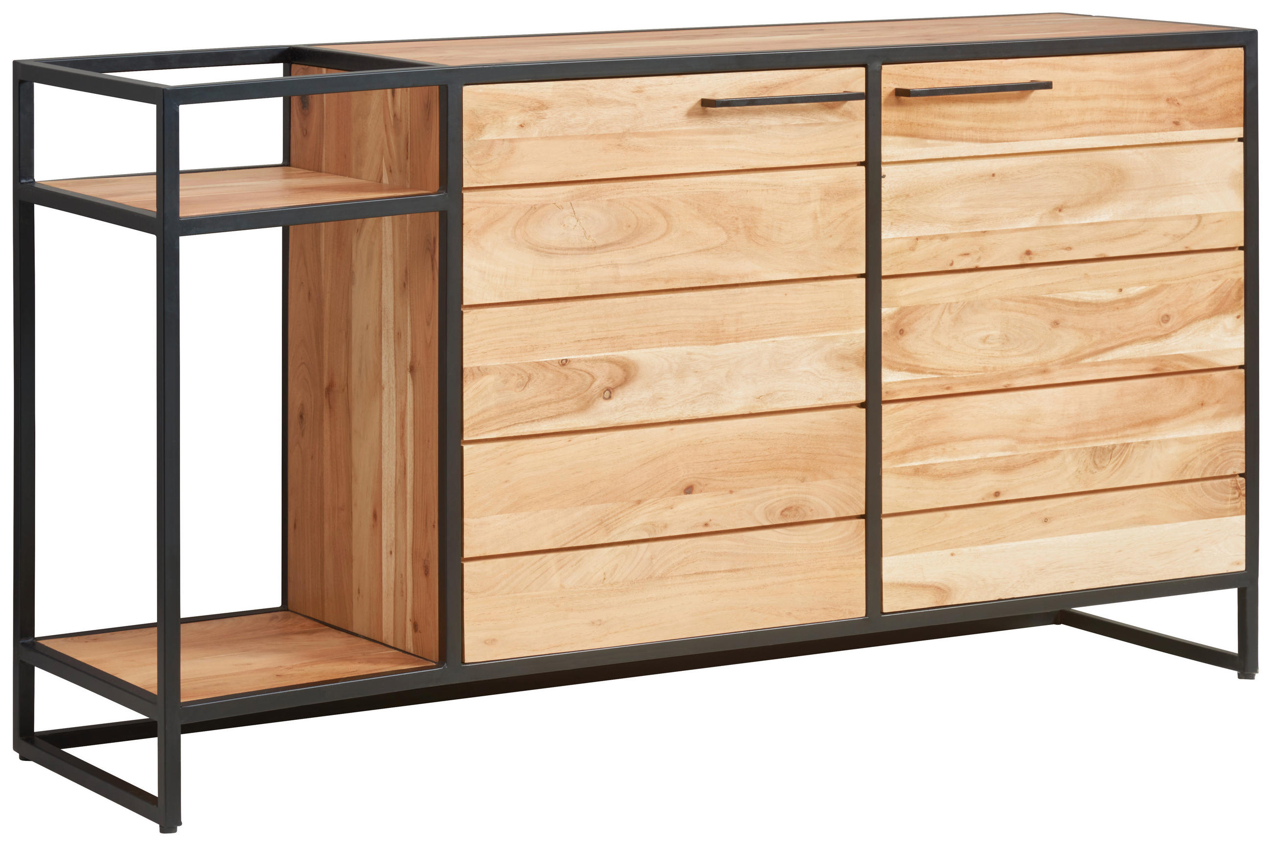 MID.YOU ŠIROKÁ KOMODA, akácia, čierna, medová, 149/80/42 cm