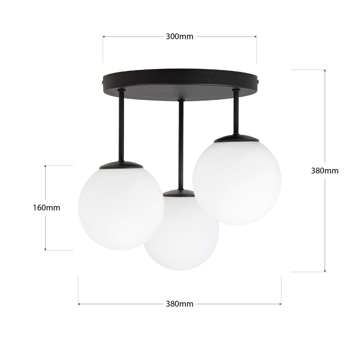 DECKENLEUCHTE    38/38/38 cm  - Schwarz, KONVENTIONELL, Metall (38/38/38cm)