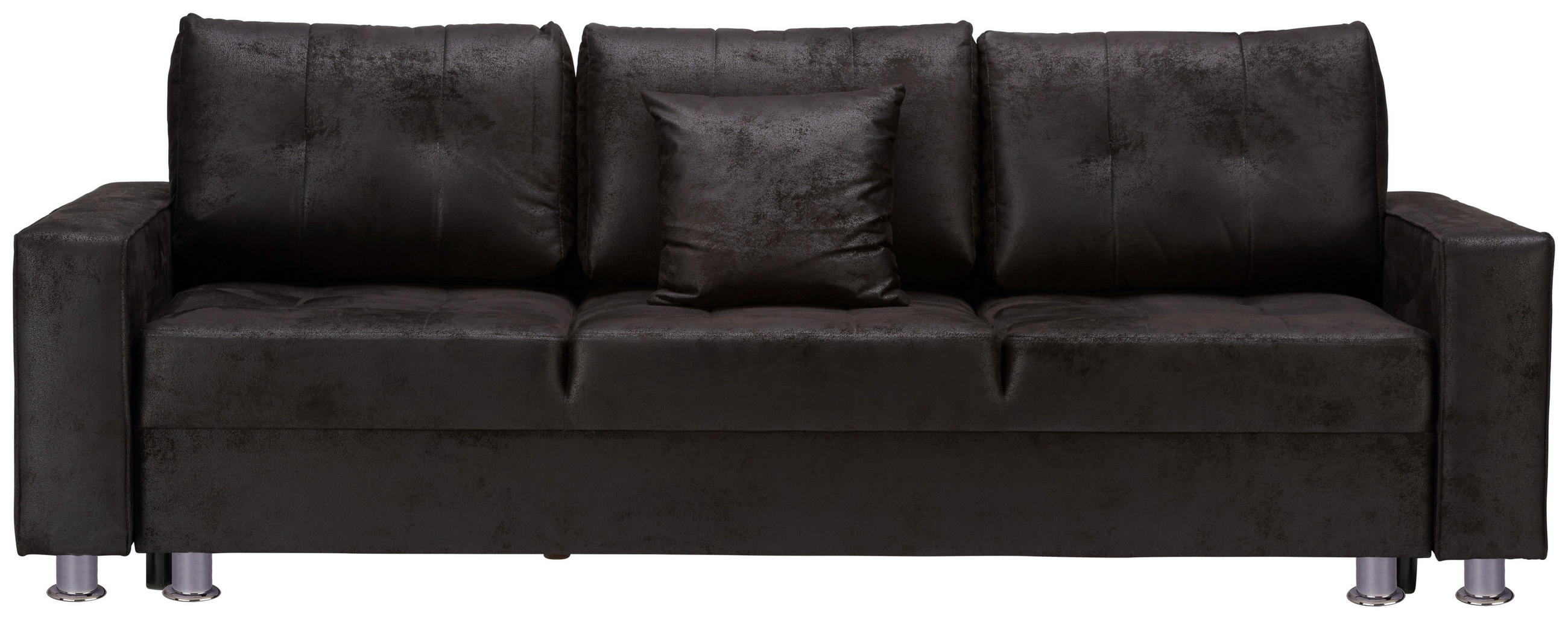 SCHLAFSOFA Lederlook Schwarz  - Chromfarben/Schwarz, MODERN, Kunststoff/Textil (236/86/98cm) - Livetastic