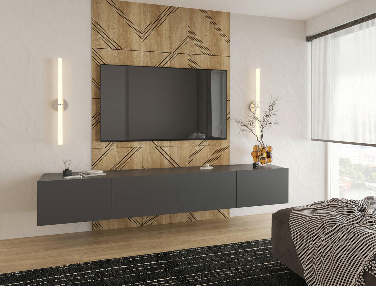 LOWBOARD Newniq  in 120/36,7/45 cm  - Anthrazit, Design, Holzwerkstoff (120/36,7/45cm) - Hom`in