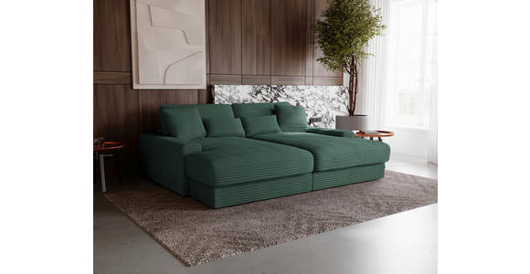 BIGSOFA in Cord Waldgrün - Waldgrün/Schwarz, MODERN, Kunststoff/Textil (230/85/190cm) - Carryhome