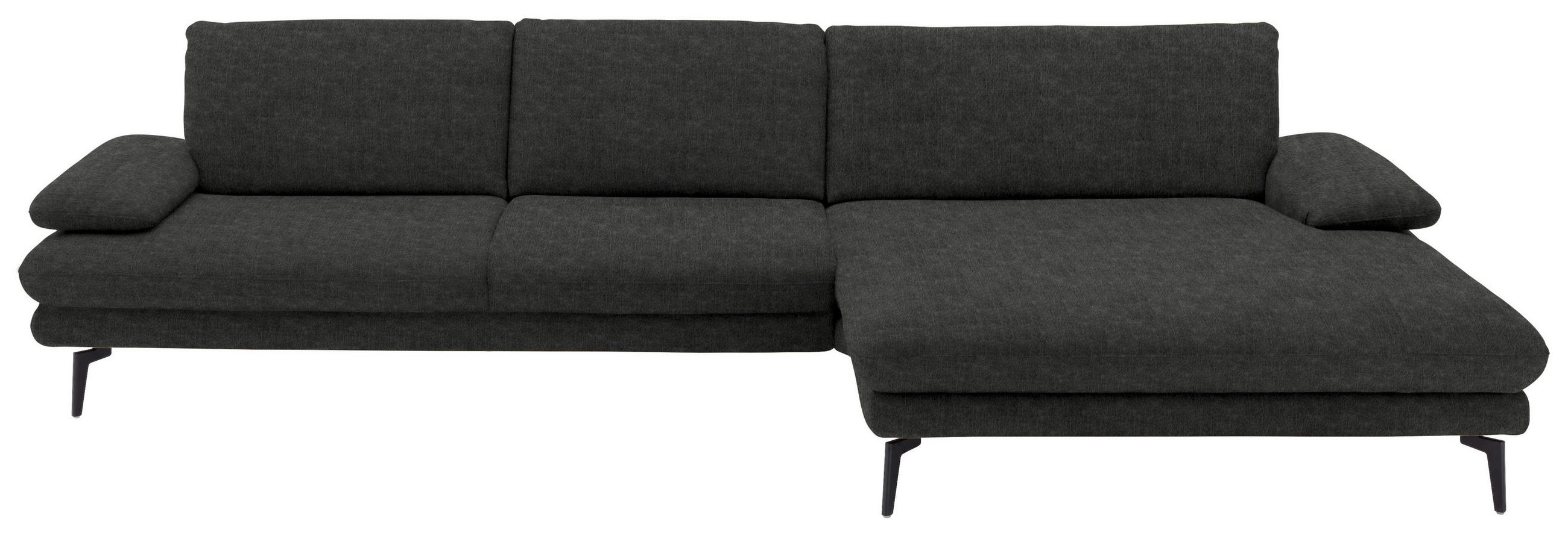 ECKSOFA in Velours Anthrazit  310/180 cm  - Anthrazit/Schwarz, Design, Textil/Metall (310/180cm) - Dieter Knoll