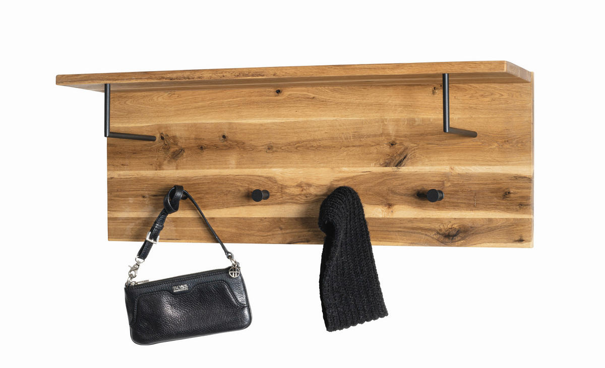 WANDGARDEROBE  in Eiche massiv Schwarz, Eichefarben  - Eichefarben/Schwarz, Basics, Holz/Metall (80/30/20cm)