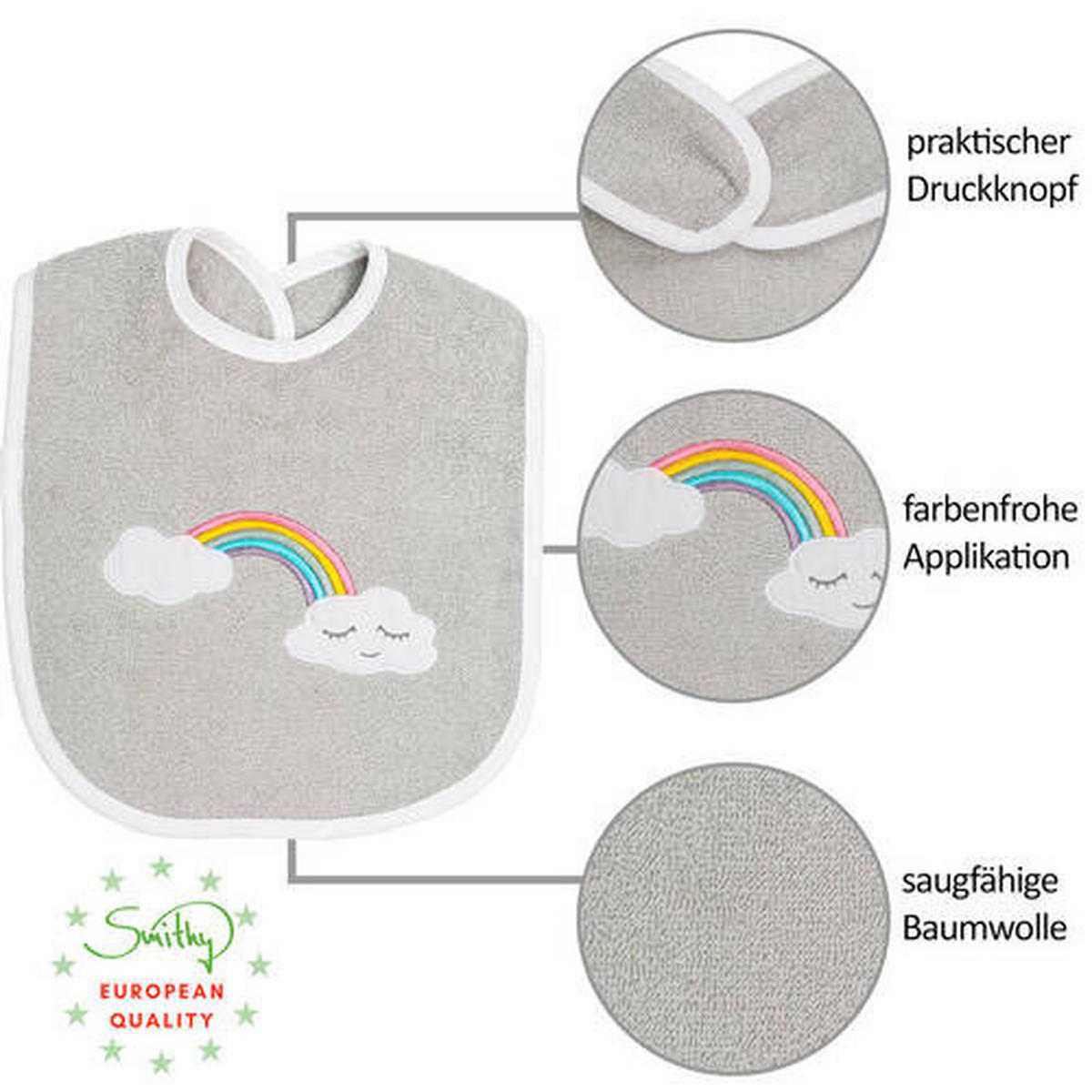 FROTTIERSET REGENBOGEN Grau  - Grau, Basics, Textil