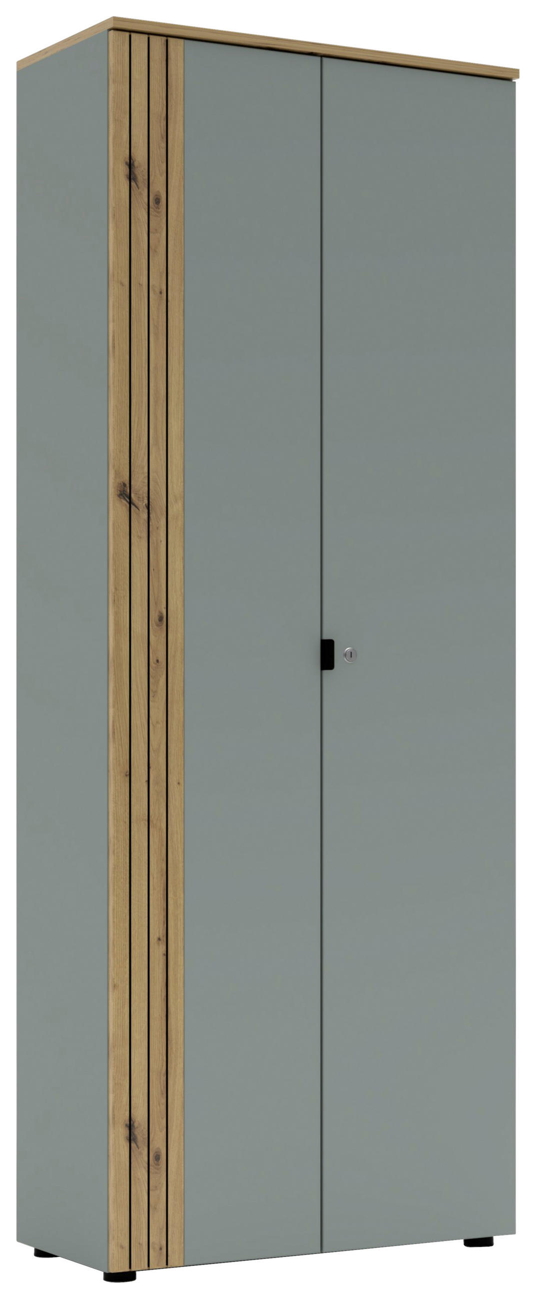 AKTENSCHRANK Eiche Artisan, Schilfgrün  - Schilfgrün/Eiche Artisan, KONVENTIONELL, Holzwerkstoff (75/198/38cm) - Voleo