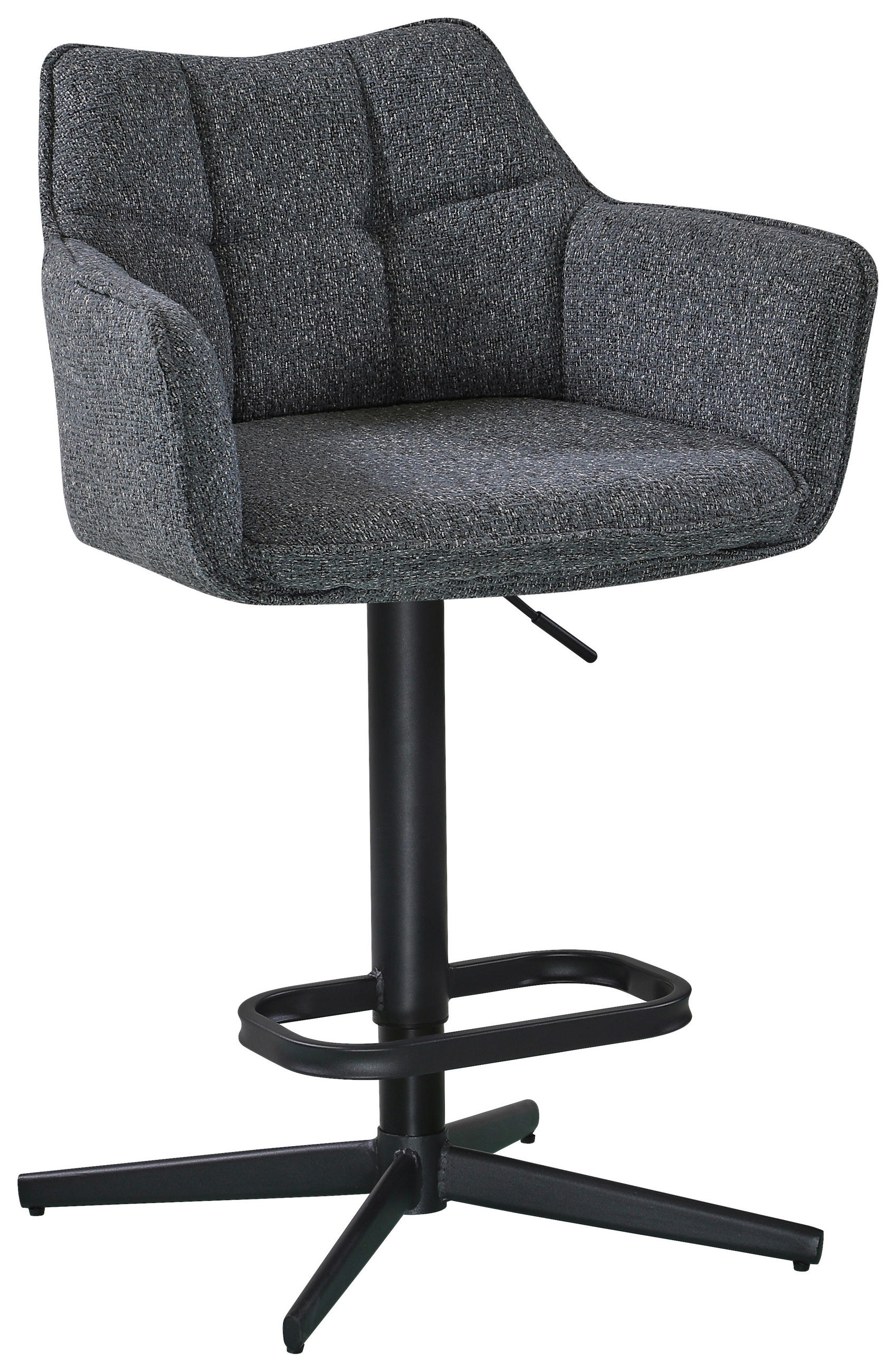 TRESENSESSEL Webstoff Grau, Schwarz Eisen Sitzfläche 360° drehbar, Stoffauswahl  - Schwarz/Grau, Design, Textil/Metall (56/88-108/53cm) - Hom`in