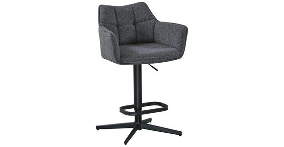 TRESENSESSEL Webstoff Grau, Schwarz Eisen Sitzfläche 360° drehbar, Stoffauswahl  - Schwarz/Grau, Design, Textil/Metall (56/88-108/53cm) - Hom`in