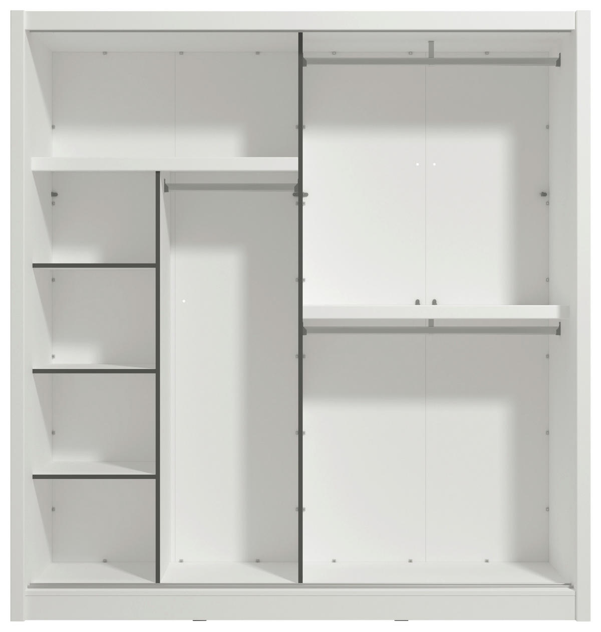 SCHIEBETÜRENSCHRANK 205/215,5/60 cm 2-türig Weiß  - Schwarz/Weiß, MODERN, Holzwerkstoff/Metall (205/215,5/60cm) - MID.YOU