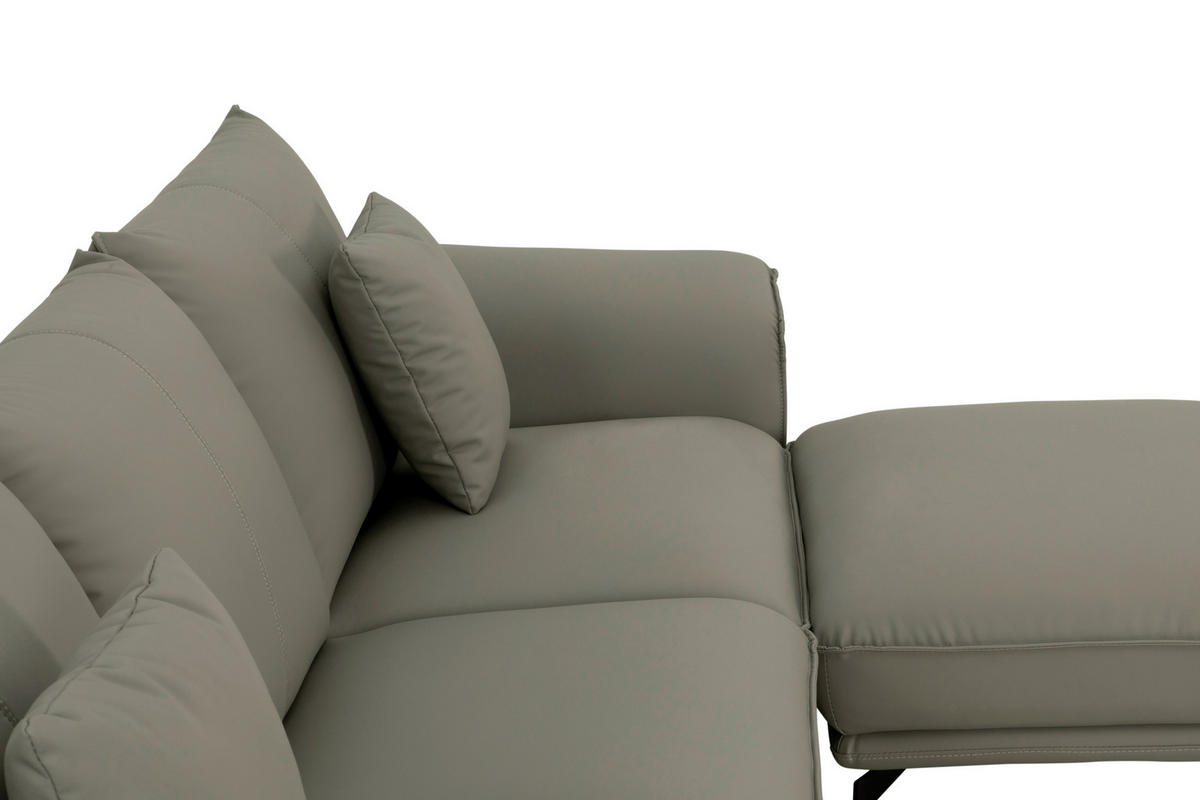 3-SITZER-SOFA inkl. Hocker Lederlook Taupe  - Taupe/Schwarz, Design, Textil/Metall (289/84/92cm) - MID.YOU