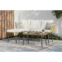 LOUNGEGARNITUR 3-teilig   187/67/65 cm Eisen  - Beige/Naturfarben, MODERN, Glas/Kunststoff (187/67/65cm) - Ambia Garden