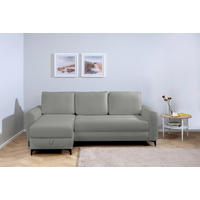 ECKSOFA Moli Grau Bouclé  - Schwarz/Grau, Design, Textil/Metall (236/148cm) - MID.YOU