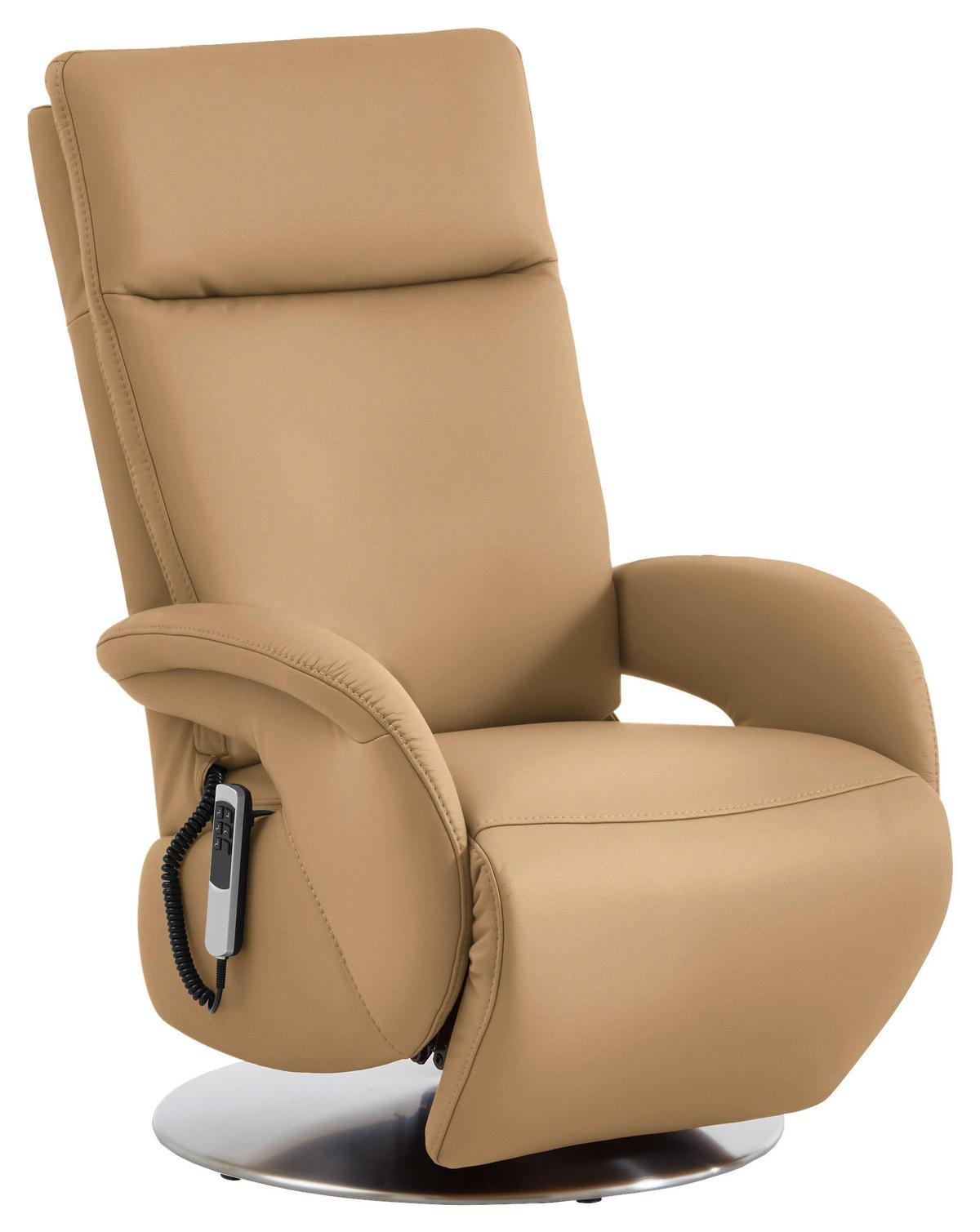 RELAXSESSEL in Leder Honig  - Edelstahlfarben/Honig, Design, Leder/Metall (70/108/80cm) - Cantus