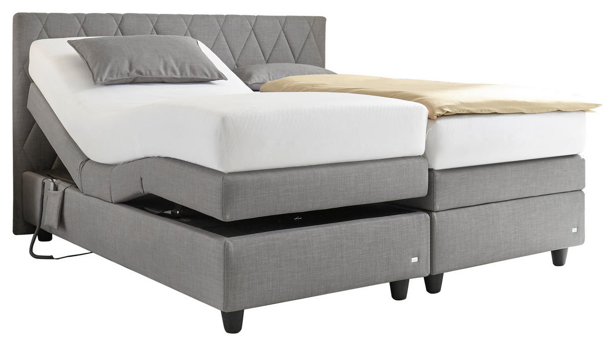 BOXSPRINGBETT 180/200 cm  in Grau  - Schwarz/Grau, Design, Kunststoff/Textil (180/200cm) - RUF Betten