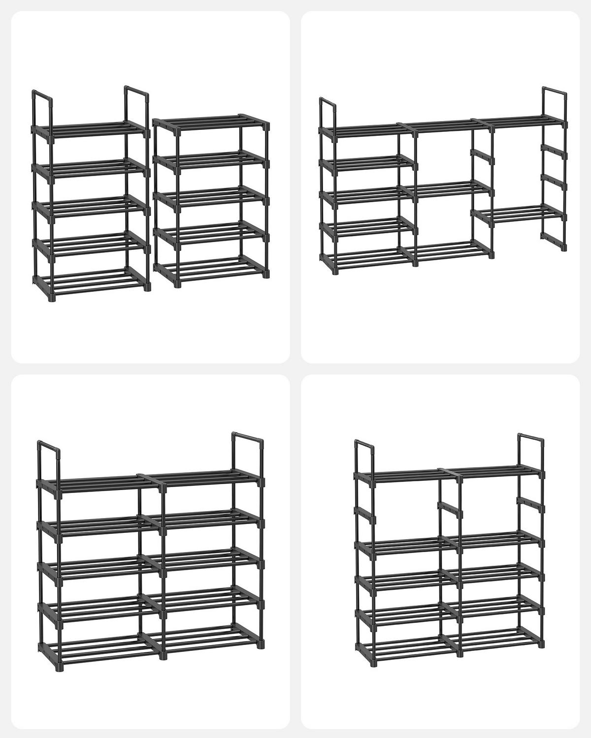 REGÁL NA BOTY, černá, 45/174/30 cm - černá, Trend, kov/plast (45/174/30cm) - Boxxx