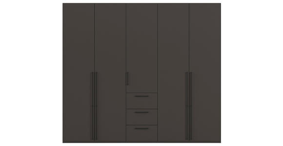 DREHTÜRENSCHRANK 251/235/61 cm,  in Graphitfarben, 5-türig  - Schwarz/Graphitfarben, Basics, Holzwerkstoff/Metall (251/235/61cm) - Novel