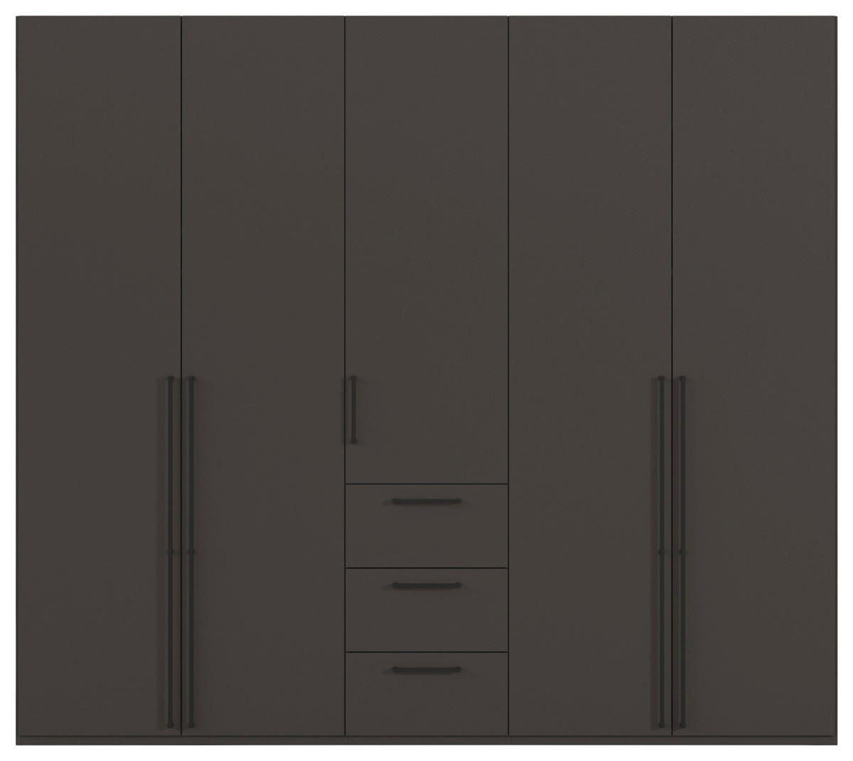 DREHTÜRENSCHRANK 251/235/61 cm,  in Graphitfarben, 5-türig  - Schwarz/Graphitfarben, Basics, Holzwerkstoff/Metall (251/235/61cm) - Novel