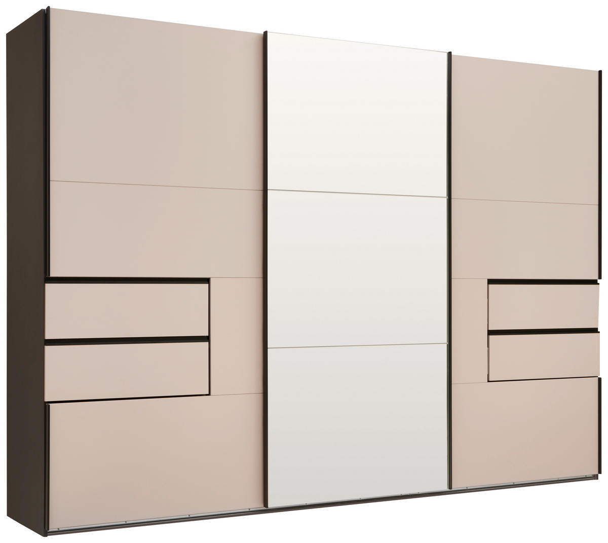 SCHWEBETÜRENSCHRANK  in Graphitfarben, Sahara  - Graphitfarben/Sahara, Design, Glas/Holzwerkstoff (300/216/65cm) - Stylife