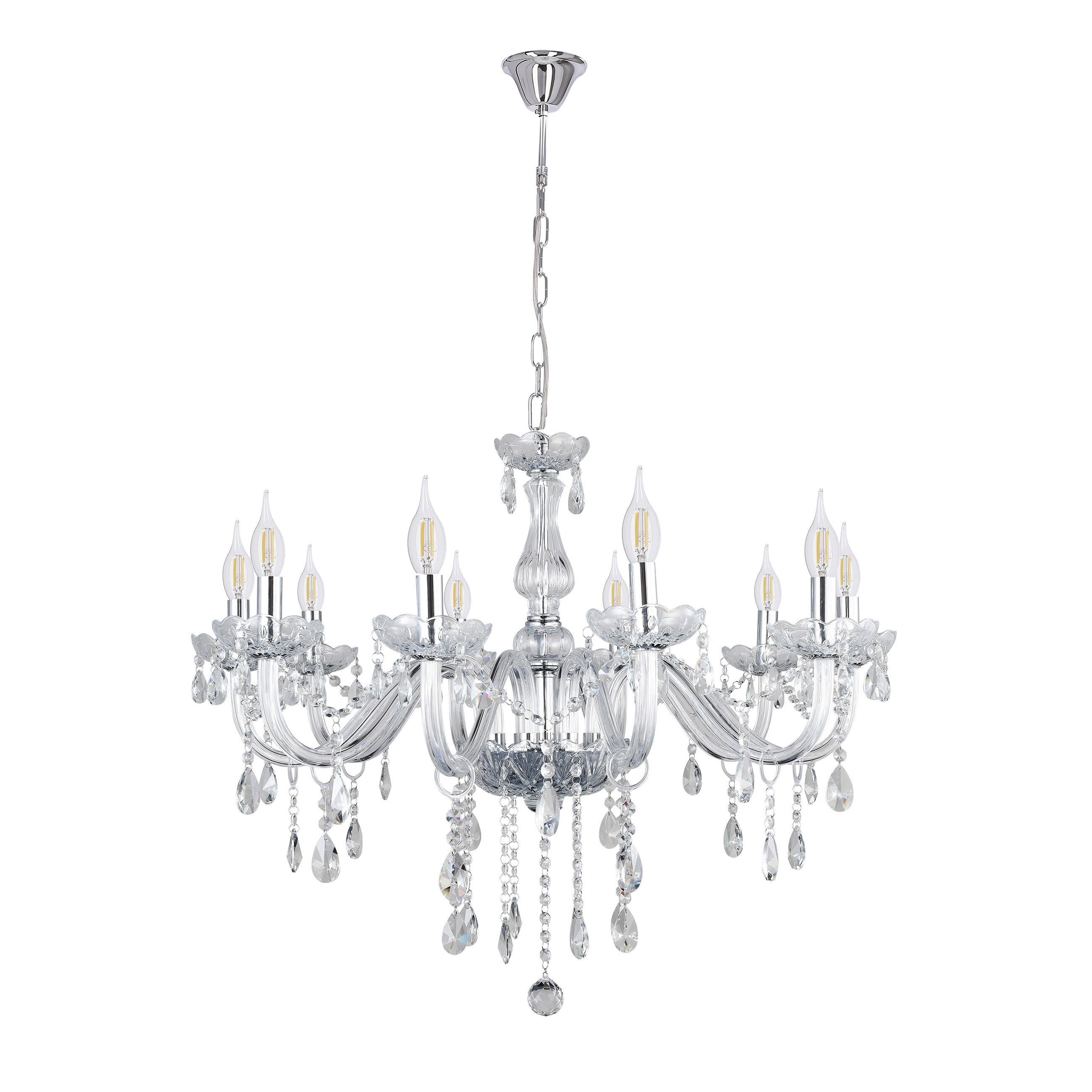 KRONLEUCHTER Cristallo 78/100 cm   - Transparent, KONVENTIONELL, Metall (78/100cm)
