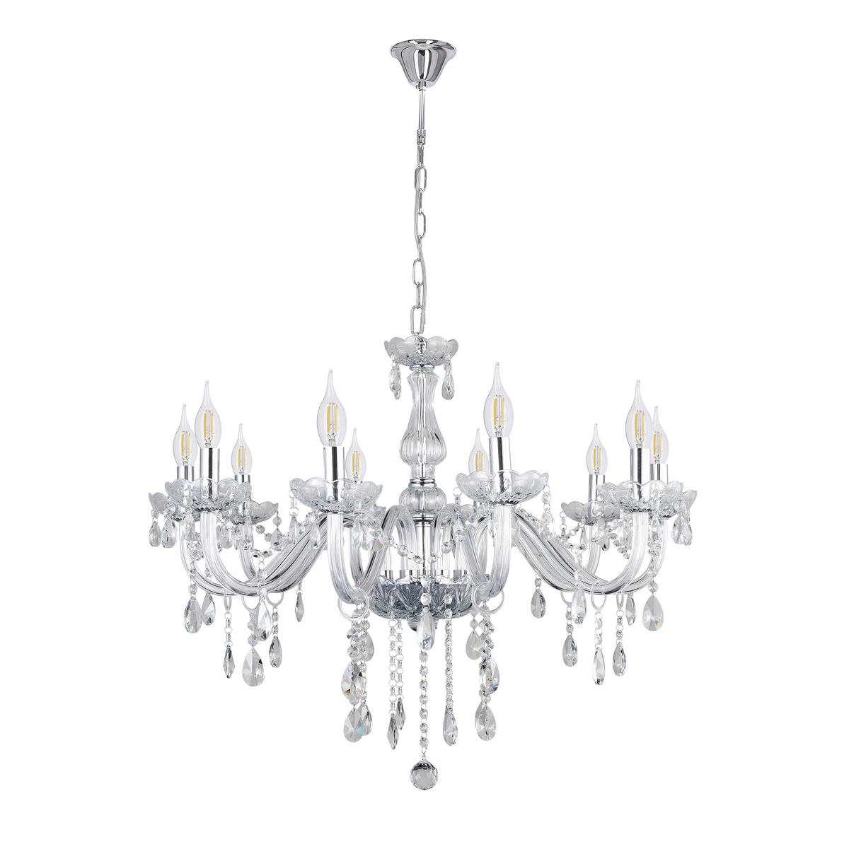 KRONLEUCHTER Cristallo 78/100 cm   - Transparent, KONVENTIONELL, Metall (78/100cm)