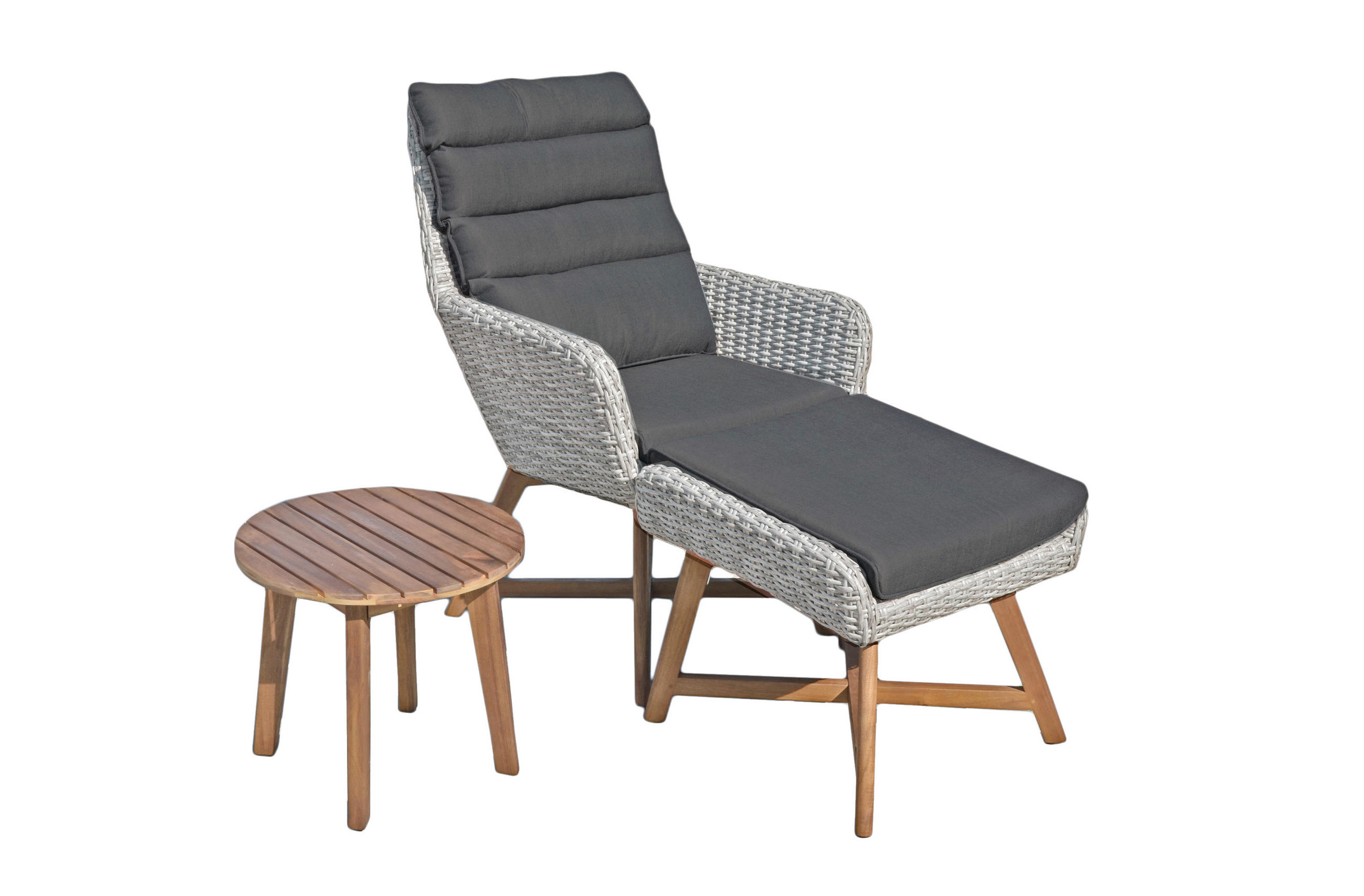 LOUNGESESSEL Grau, Akaziefarben, Dunkelgrau Akazie Hartholz Aluminium  - Dunkelgrau/Akaziefarben, Basics, Holz/Kunststoff (65/95/85cm) - Gardenson
