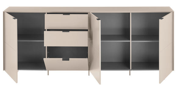 SIDEBOARD Schwarz, Kaschmir  220/89/38 cm  - Kaschmir/Schwarz, MODERN, Holzwerkstoff/Metall (220/89/38cm) - Carryhome