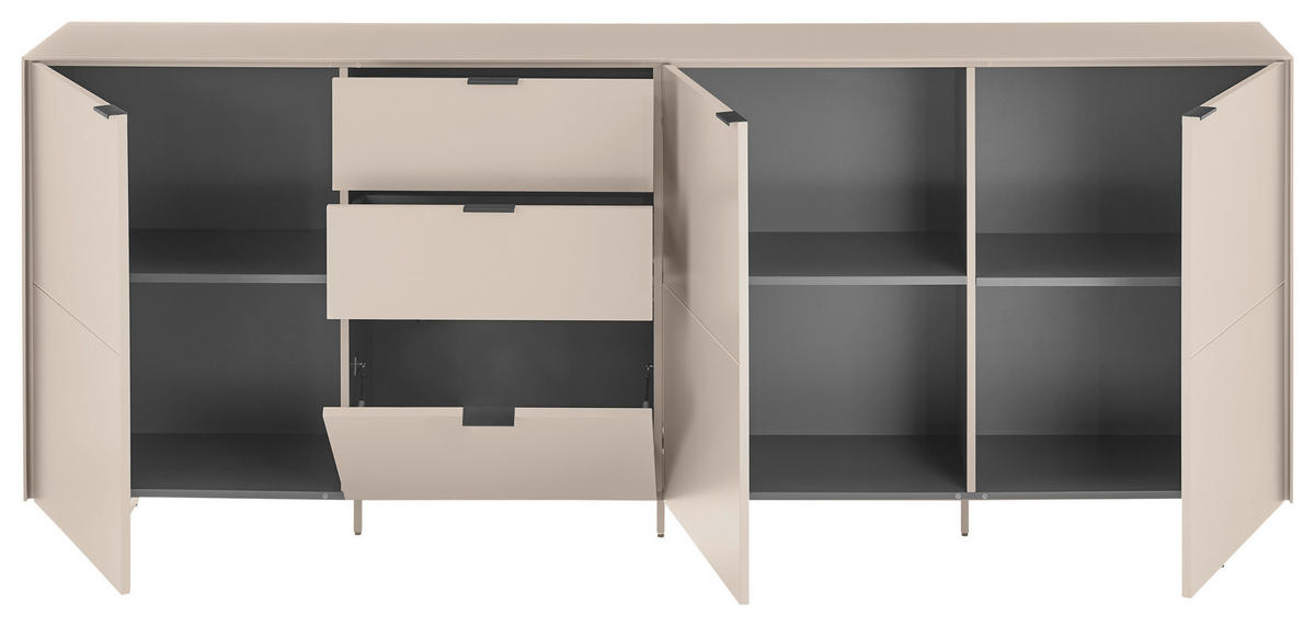SIDEBOARD Schwarz, Kaschmir  220/89/38 cm  - Kaschmir/Schwarz, MODERN, Holzwerkstoff/Metall (220/89/38cm) - Carryhome