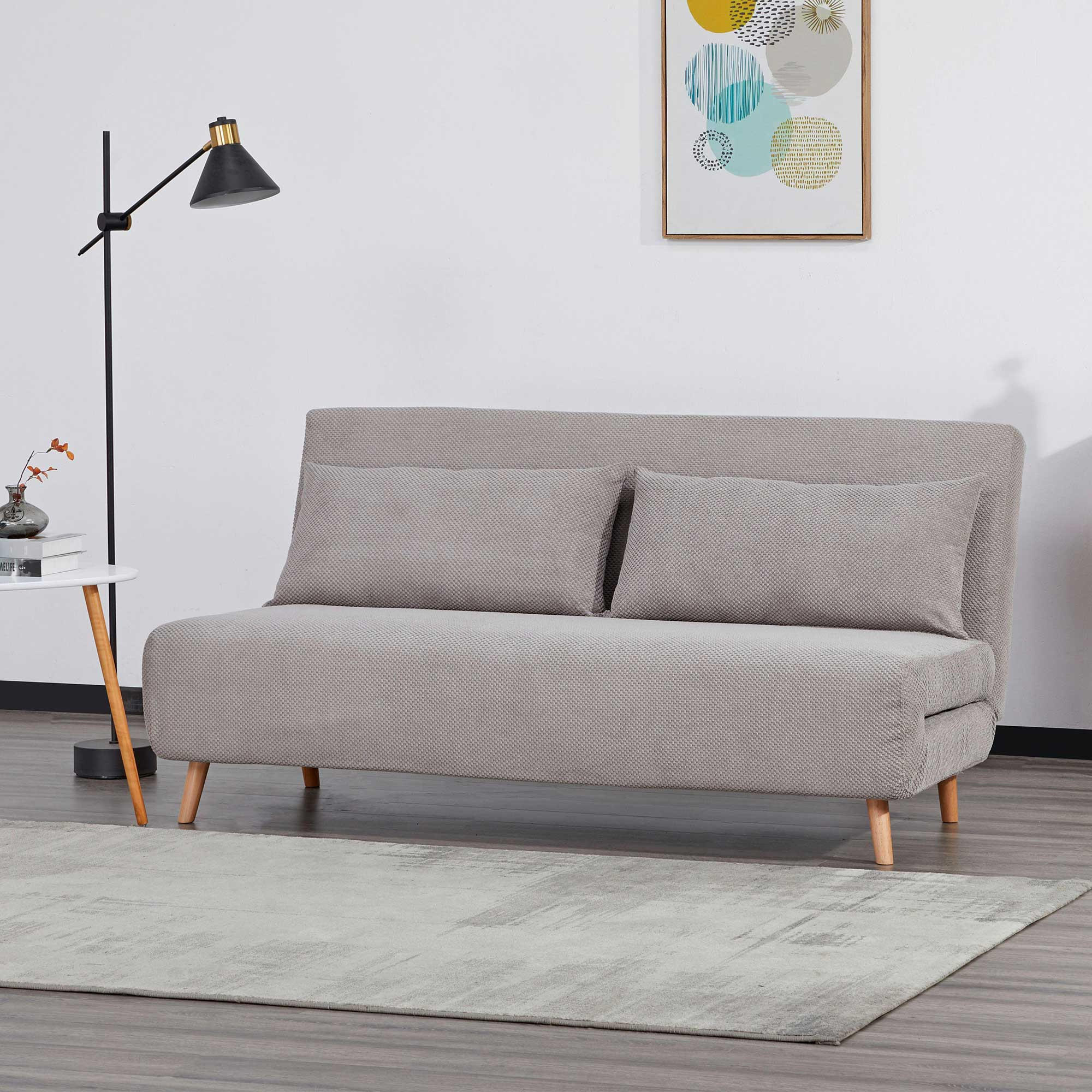 SCHLAFSOFA Cord Grau  - Naturfarben/Grau, MODERN, Holz/Textil (162/82/91cm) - MID.YOU
