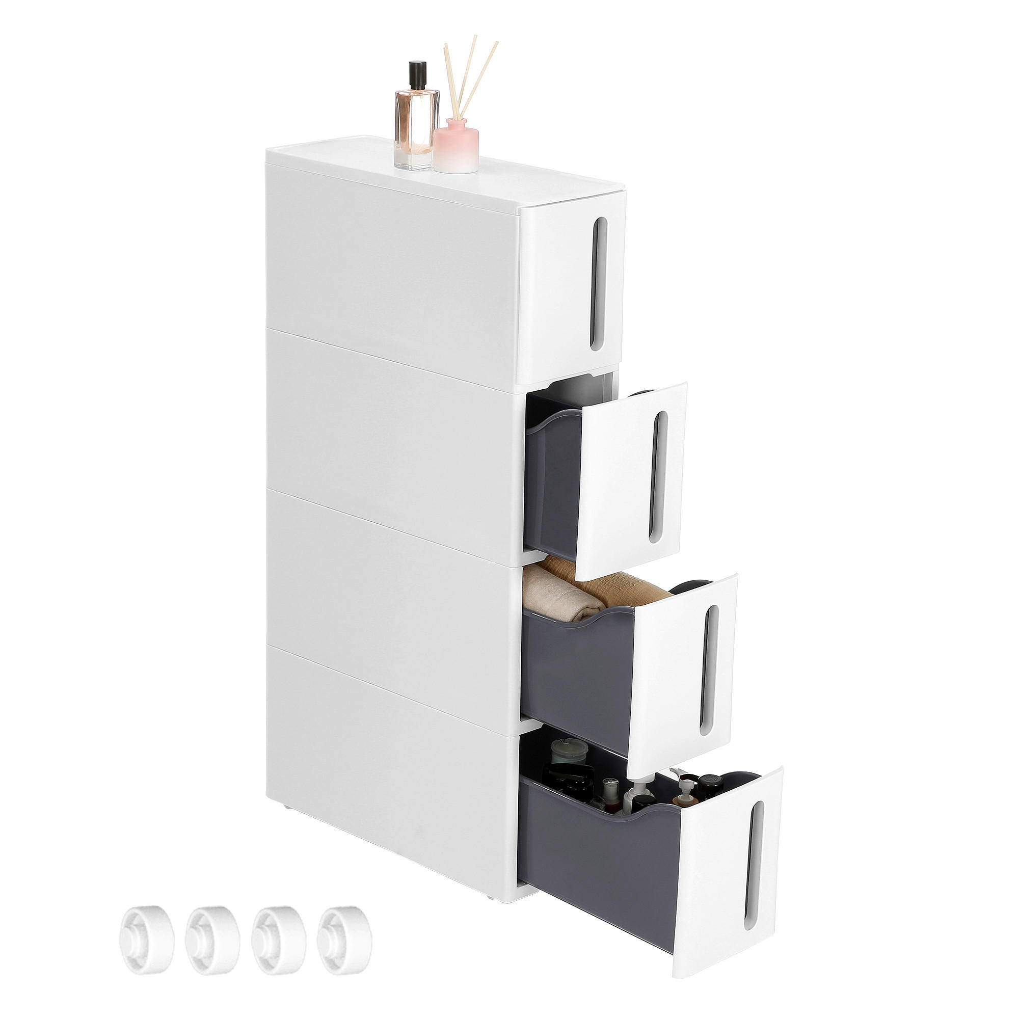 KÜCHENREGAL  - Weiß/Grau, Basics, Kunststoff (17,3/84/45,2cm)