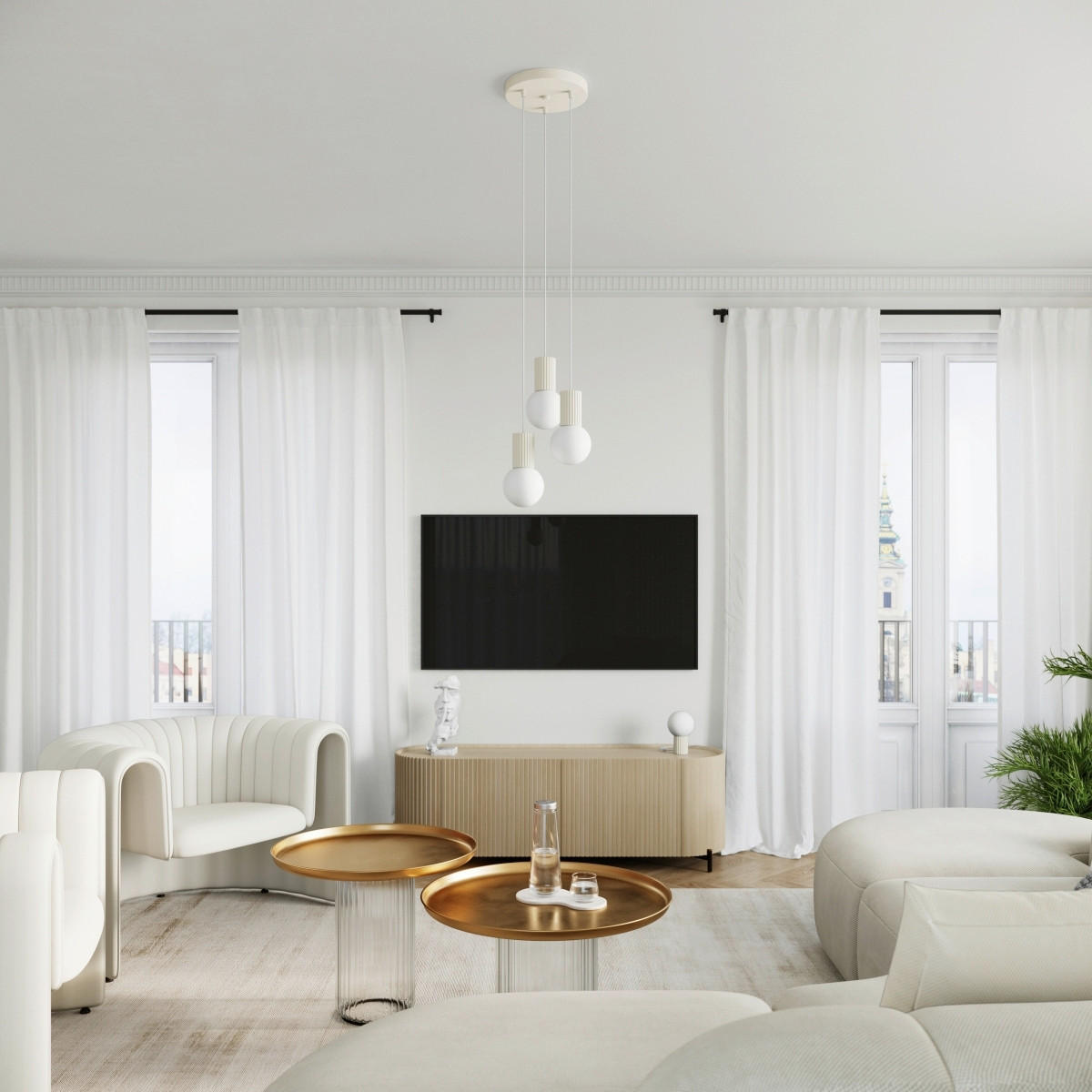 PENDELLEUCHTE Halo 25/25/125 cm  - Perlmutt, KONVENTIONELL, Metall (25/25/125cm)