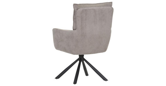ARMLEHNSTUHL  Stoffauswahl, Sitzfläche 360° drehbar, automatische Rückholfunktion Cord  - Taupe/Schwarz, Design, Textil/Metall (60/95/62cm) - Novel