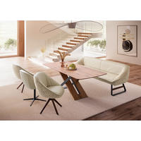 ARMLEHNSTUHL  in Hochflor Echtleder pigmentiert  - Nussbaumfarben/Creme, Design, Leder/Holz (61/89/70cm) - Koinor