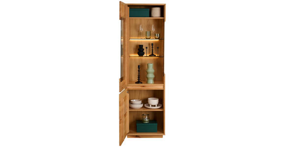 VITRINE in furniert, massiv Wildkernbuche Kernbuche - Kernbuche, Natur, Glas/Holz (63/209/40cm) - Cantus