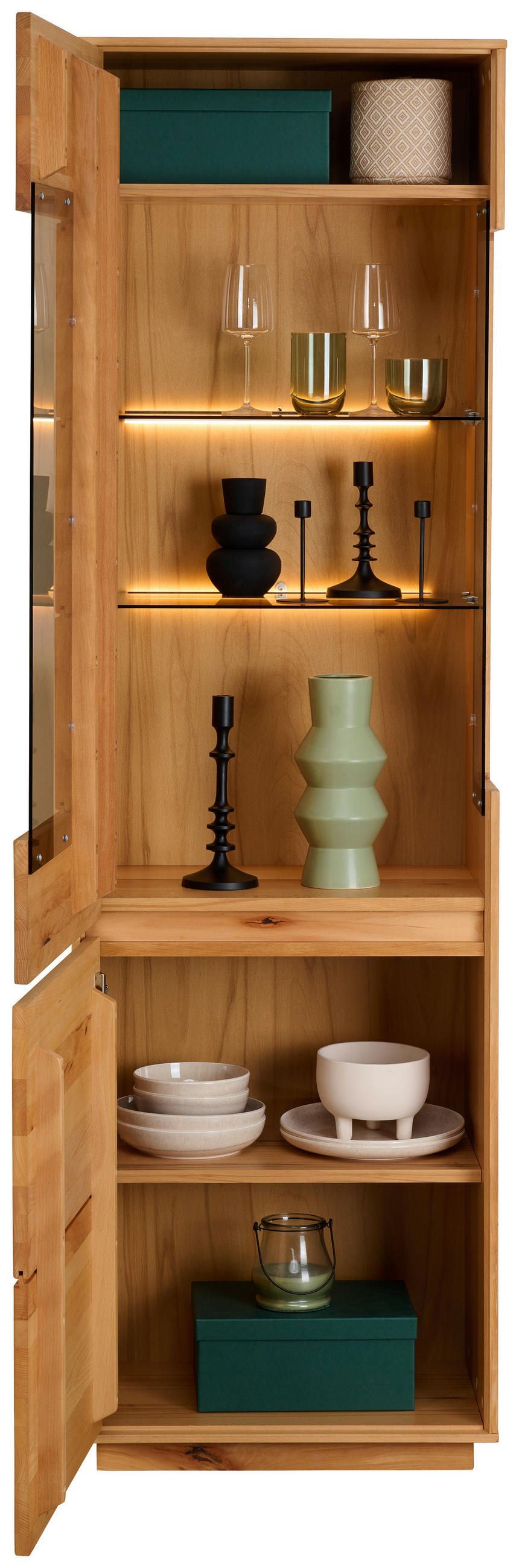 VITRINE  in furniert, massiv Wildkernbuche Kernbuche  - Kernbuche, Natur, Glas/Holz (63/209/40cm) - Cantus