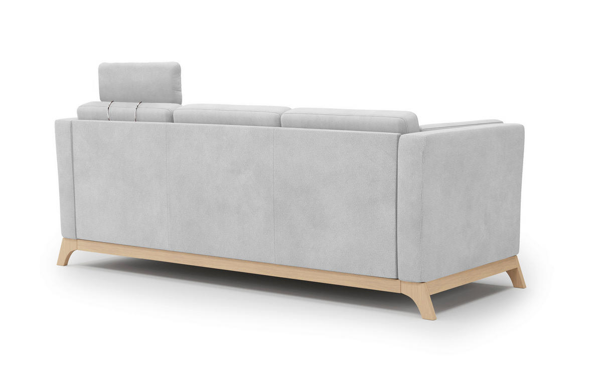 3-SITZER-SOFA in Flachgewebe Silberfarben  - Eichefarben/Silberfarben, Konventionell, Holz/Textil (213/84/93cm) - Sit & More