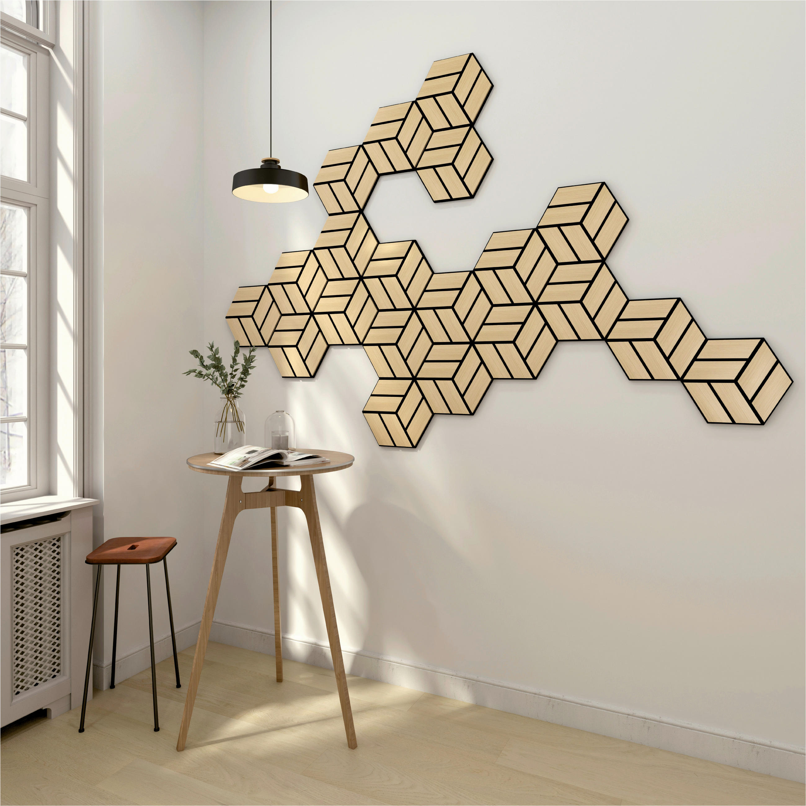 AKUSTIKPANEEL teilmassiv Sonido Single Hexagon  - Hellbraun/Eichefarben, Basics, Holzwerkstoff/Kunststoff (30/26/1.8cm) - Novel