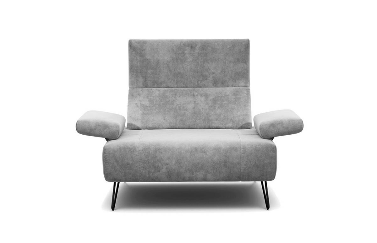 SESSEL Samt Hellgrau    - Hellgrau/Schwarz, Design, Textil/Metall (114-142/85/86-94cm) - SENSOO