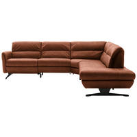 ECKSOFA Cognac Echtleder  - Cognac/Schwarz, Design, Leder/Metall (286/258cm) - Schöner Wohnen