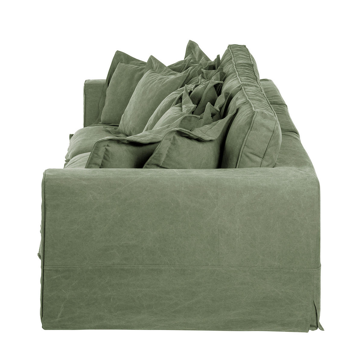 BIGSOFA STELLA in Webstoff Olivgrün  - Schwarz/Olivgrün, Design, Kunststoff/Textil (338/90/119cm) - P & B