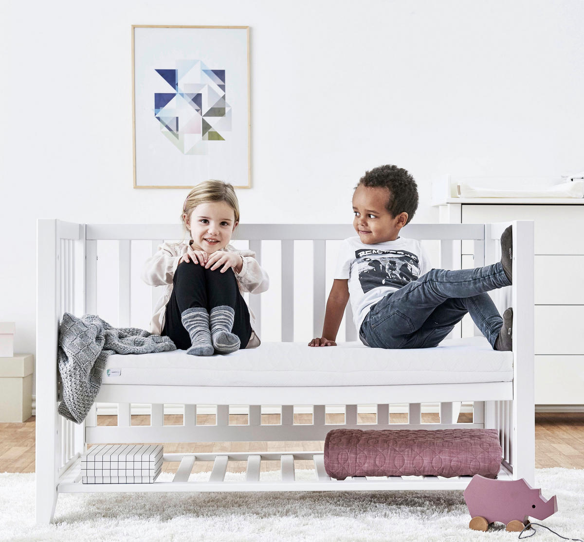 BABYMATRATZE 120/9/60 cm  - Weiß, Basics, Textil (120/9/60cm) - Hoppekids